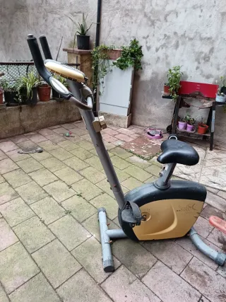 Bicicleta Estática Gris y Negra
