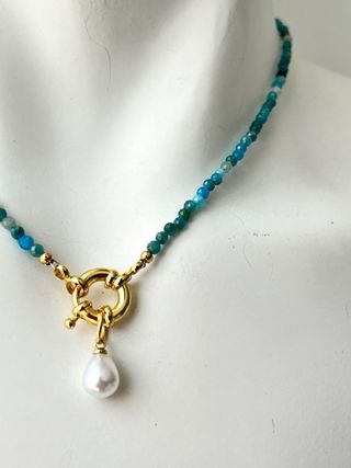 Collana Stile Apatite, Perla a goccia 45cm - Nuova