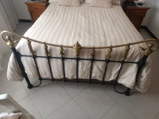 Estructura Cama Hierro y Latón Antigua