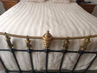 Estructura Cama Hierro y Latón Antigua