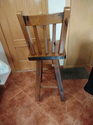 Taburete Silla Madera Giratoria