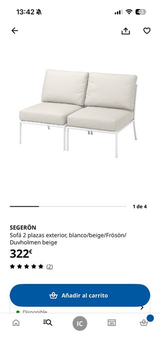 Conjunto Sofá Terraza/Jardín Beige y Blanco