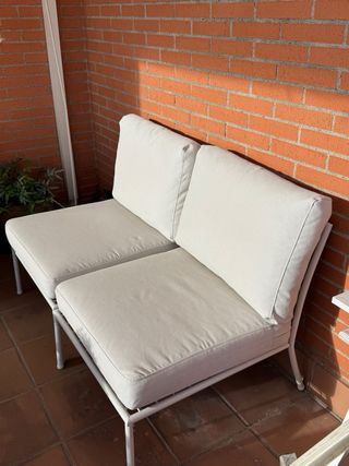 Conjunto Sofá Terraza/Jardín Beige y Blanco