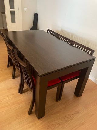Conjunto mesa extensible y 6 sillas comedor