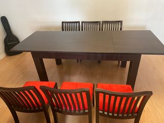 Conjunto mesa extensible y 6 sillas comedor