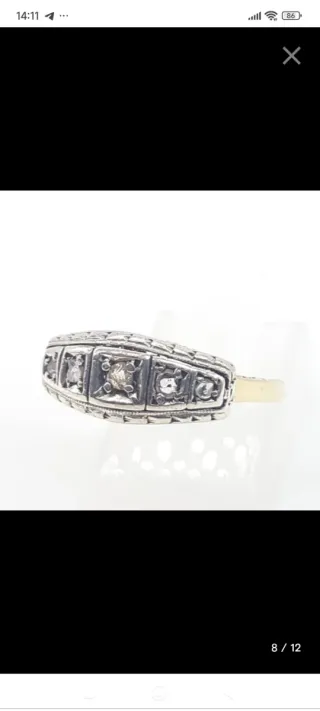 Anillo Oro y Plata con Diamantes