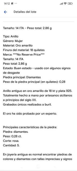 Anillo Oro y Plata con Diamantes