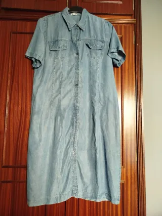 Vestido ganga azul manga curta