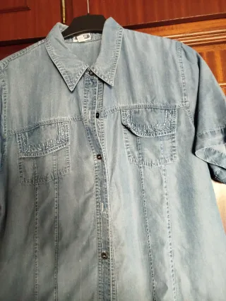 Vestido ganga azul manga curta