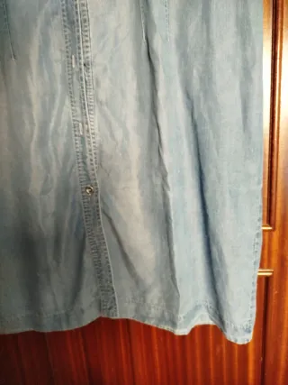 Vestido ganga azul manga curta