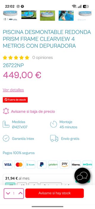 Piscina Intex Desmontable