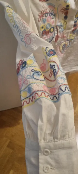 Blusa Blanca Bordada Boho Talla S