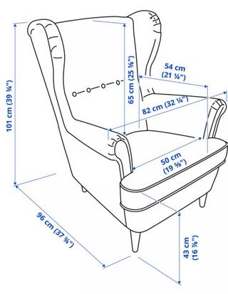 Sillón STRANDMON Ikea Gris Tela