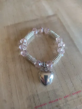 Bracciale Swarovski cuore rosa e argento