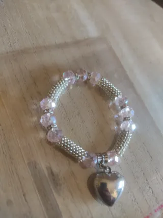 Bracciale Swarovski cuore rosa e argento
