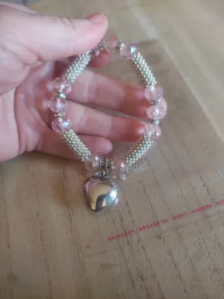 Bracciale Swarovski cuore rosa e argento