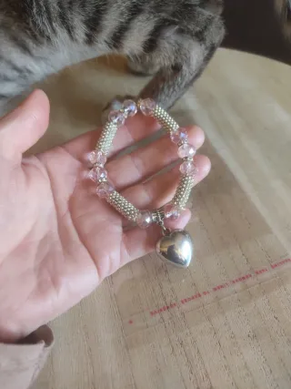 Bracciale Swarovski cuore rosa e argento