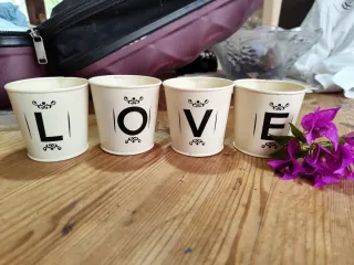 4 Portavelas LOVE boda