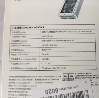 ORICO Adaptador / Enclosure SSD M.2 40Gbps