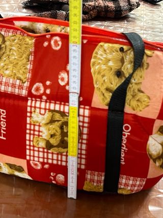 Borsa porta cane fantasia cani rossa