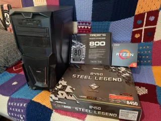 Torre PC ASRock B450 con Fuente y CPU