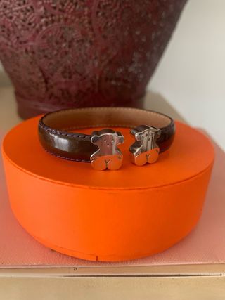 Pulsera Tous Cuero y Plata Osito