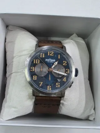 Reloj Potens Cronógrafo Azul y Marrón