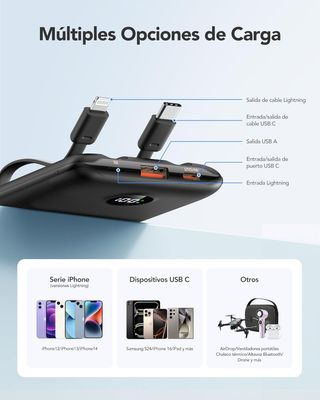 Batería Externa Carga Rápida 10000mAh, WeeFancy Mi