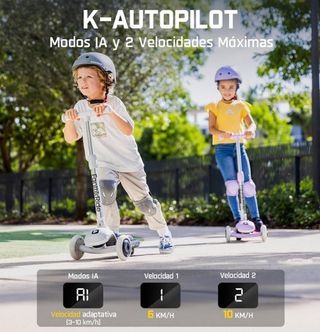 Patinete Eléctrico Infantil Morado con Luces