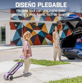 Patinete Eléctrico Infantil Morado con Luces