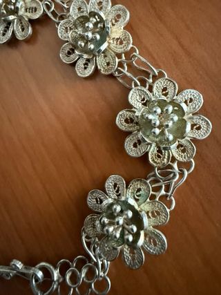 Pulsera Plata 925 Filigrana Flor