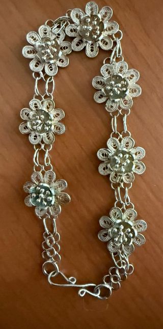 Pulsera Plata 925 Filigrana Flor
