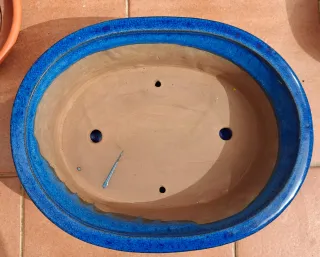 Bandeja bonsai ovalada esmaltada con plato.