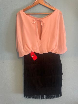 Vestido NUEVO invitada comunión/boda rosa y negro