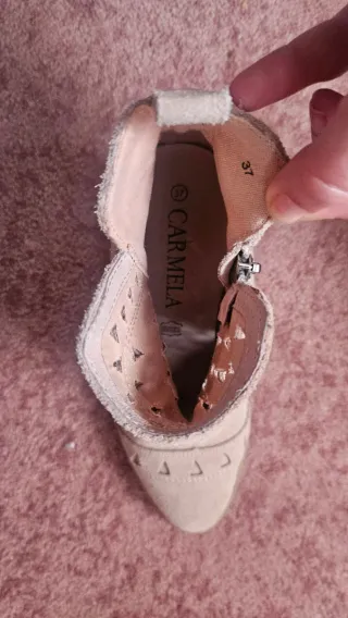 Botines Ante Rosa Tacon Piel Natural