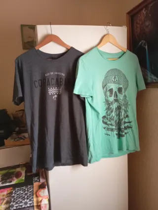2 Camisetas Grises y Turquesa