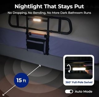 Barandilla de cama con luz y organizador