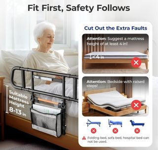 Barandilla de cama con luz y organizador