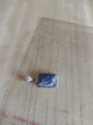 Ciondolo Argento Sodalite Naturale Rettangolare