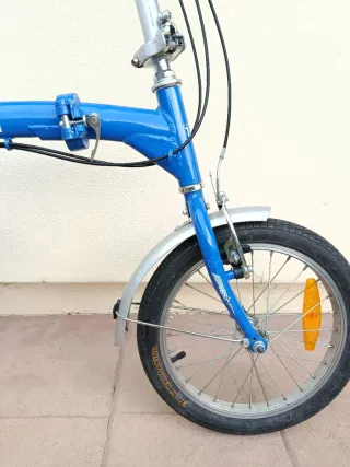 Bicicleta pieghevole blu in alluminio da 16 pollici