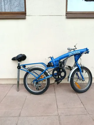 Bicicleta pieghevole blu in alluminio da 16 pollici