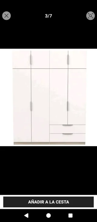 Ropero 4 puertas blanco y madera