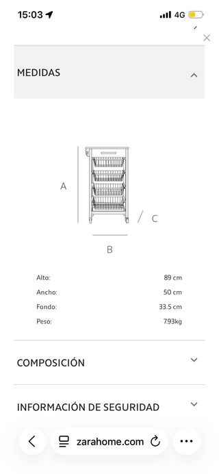 Carrito Cocina Zara Home Madera Metal