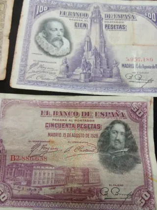 Colección de billetes antiguos españoles