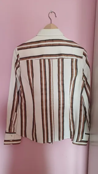 Camisa Zara rayas marrones y blancas