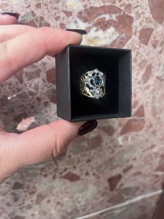 Anillo Isabelino Plata 925 y Oro 18kt Azul