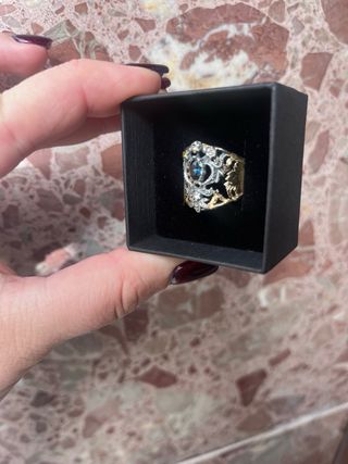 Anillo Isabelino Plata 925 y Oro 18kt Azul