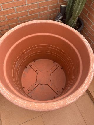 Maceta grande de plástico con plato