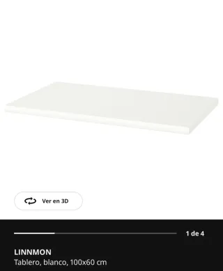 Tablero escritorio blanco Ikea 100x60 cm