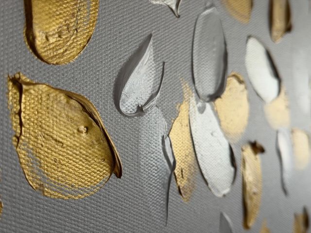 Cuadro Óleo Lienzo 90x120cm Flores Oro